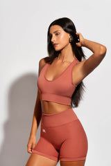 Luna Racer Crop in Rust