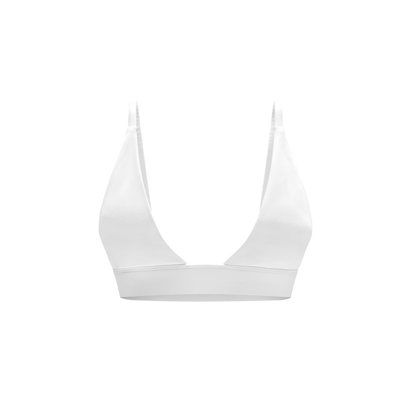 Women white triangle bikini bra for fitness and fashion. 