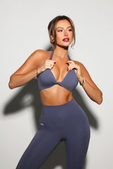 Flare Halter Bra in Periwinkle