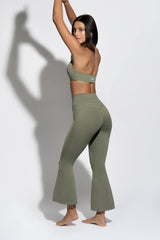 Flare Halter Bra in Sage